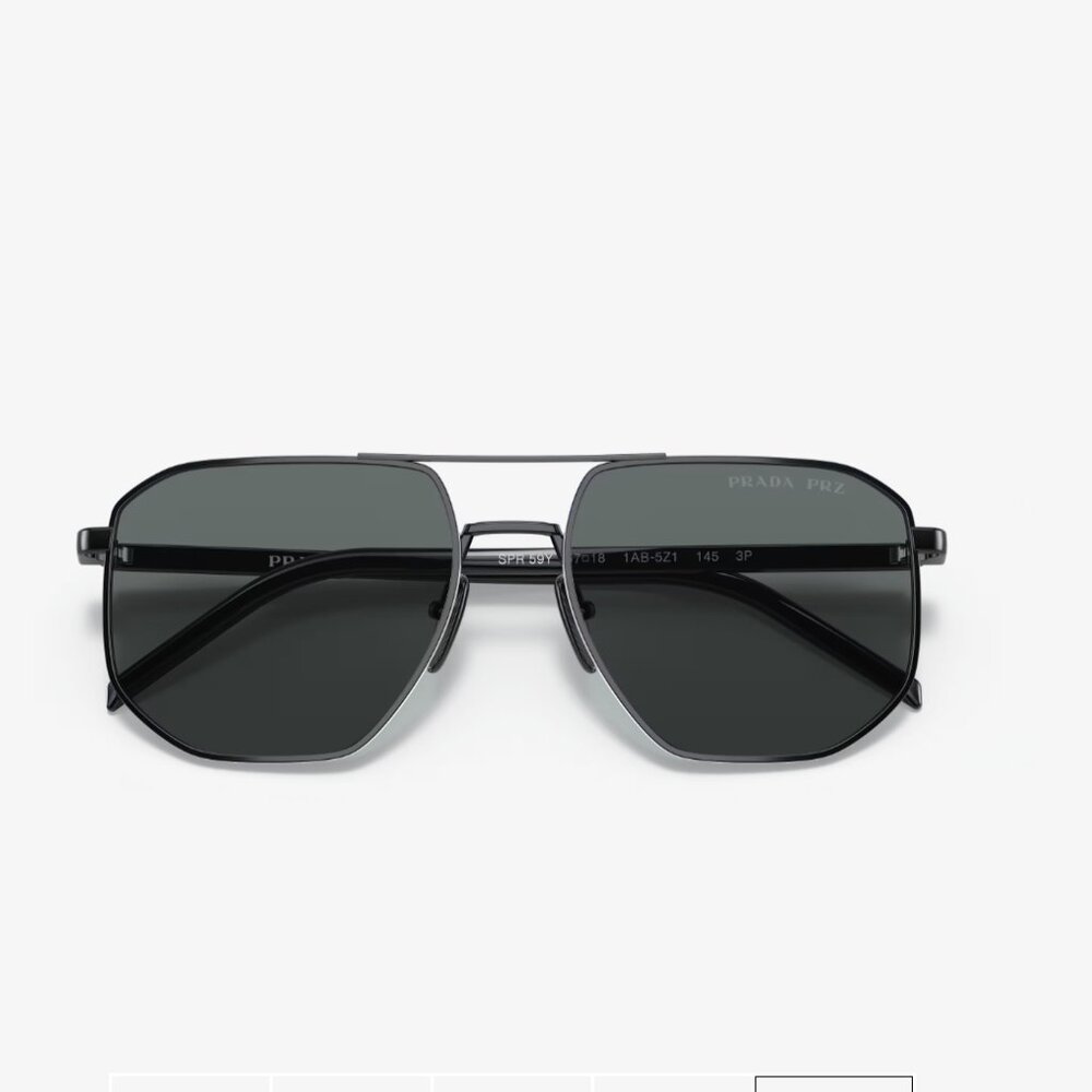 NEW PRADA SUNGLASSES, AVIATOR BLACK EYEWEAR PRADA - Picture 3 of 6